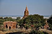 Bagan Myanmar. Cluster of red brick temples near Min myaw yaza  